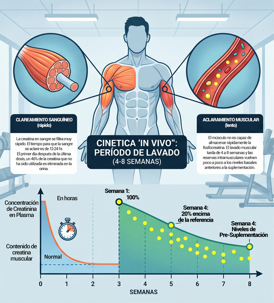 Muestra el proceso fisiológico, que resulta al suspender el consumo de creatina