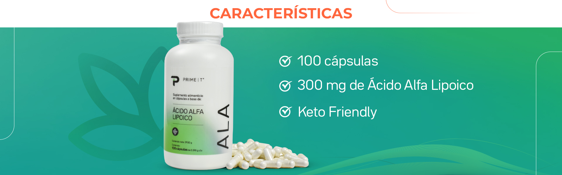 100 cápsulas, 300 mg de Acido, Alfa Lipoico, Keto Friendly