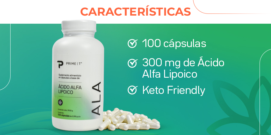 100 cápsulas, 300 mg de Acido, Alfa Lipoico, Keto Friendly