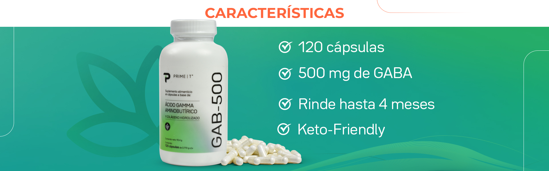120 cápsulas. 500 mg de GABA. Rinde hasta 4 meses. Keto-Friendly.