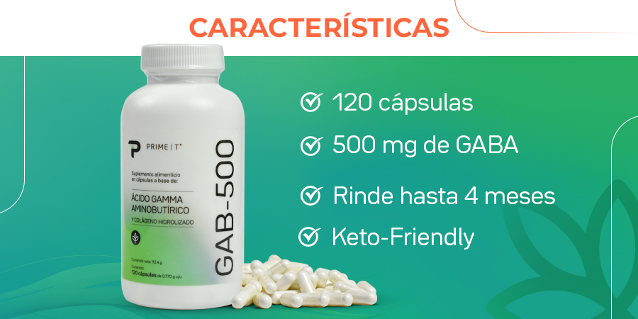 120 cápsulas. 500 mg de GABA. Rinde hasta 4 meses. Keto-Friendly.