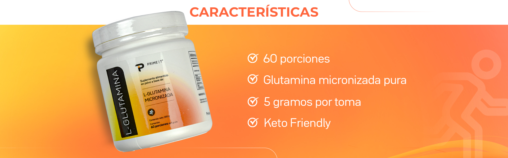60 porciones. Glutamina micronizada pura. 5 gramos por toma. Keto Friendly