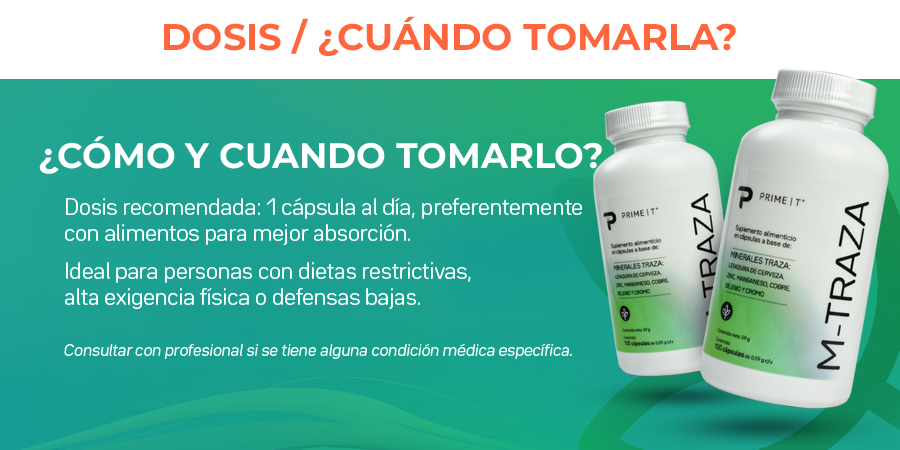 Dosis recomendada: 1 cápsula al día, preferentemente con alimentos para mejor absorción. Ideal para personas con dietas restrictivas, alta exigencia física o defensas bajas.