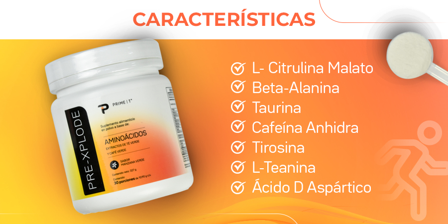 L- Citrulina Maleto, Beta-Alanina, Taurina, Cafeína Anhidra, Tirosina, L-Teanina, Ácido D Aspártico