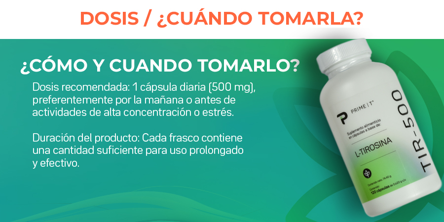 Dosis recomendada: 1 cápsula diaria [SOO mgl, preferentemente por la mañana o antes de actividades de alta concentración o estrés. Duración del producto: Cada frasco contiene una cantidad suficiente para uso prolongado y efectivo.