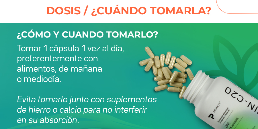 Tomarl cápsula 1 vez al día, preferentemente con alimentos, de mañana o mediodía. Evita tomarlo junto con suplementos de hierro o calcio para no interferir en su absorción.